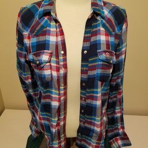 Hollister Medium Plaid Button Down Shirt Gorgeous